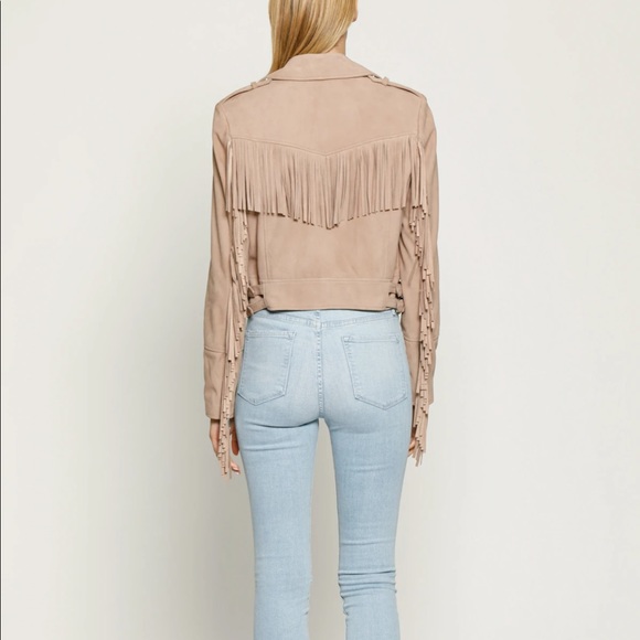 WALTER BAKER Suede Fringe Trim Moto Maní Jacket - Picture 4 of 9